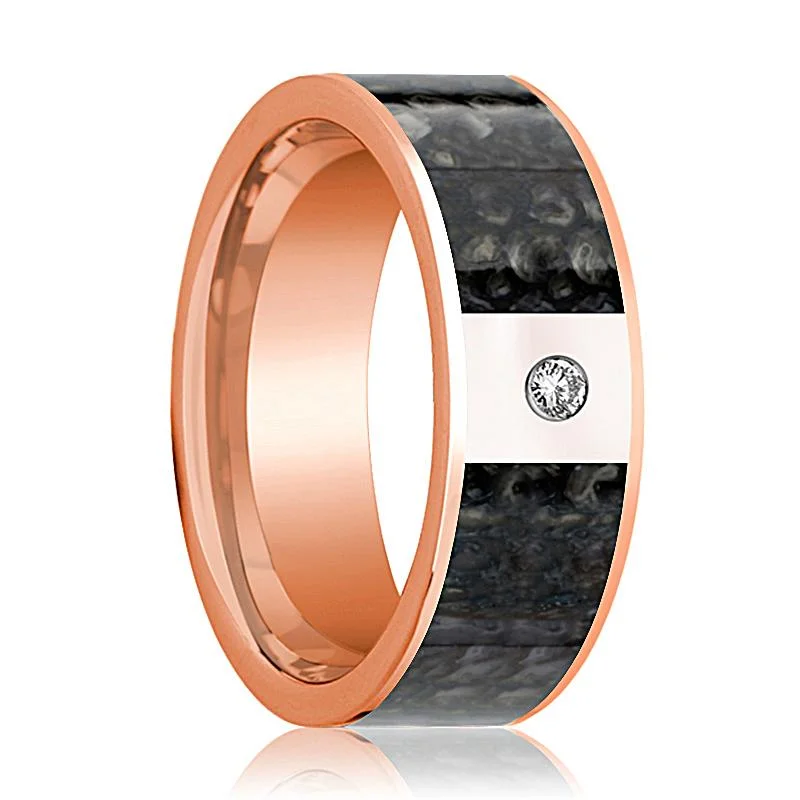 Women’s sapphire ring-ANZU | 14k Rose Gold Blue Dino Bone Ring