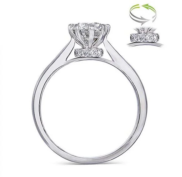 Women’s engagement rings with side stones-doveggs octagon moissanite engagement ring/lab grown diamond engagement ring