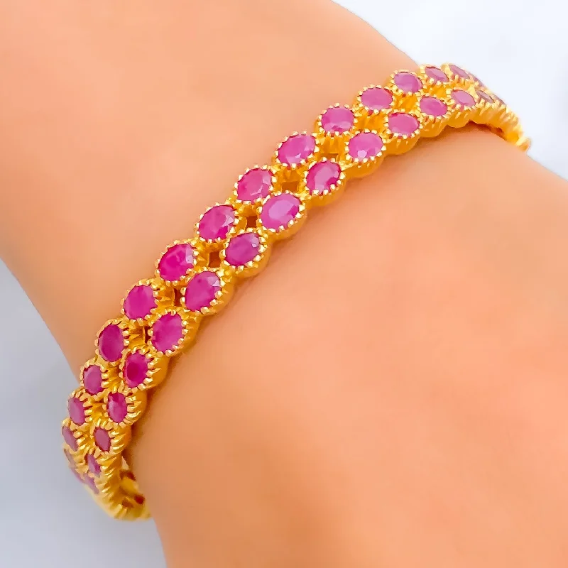 Women’s gold bracelet-Impressive Sophisticated 22k Gold Ruby Bangle