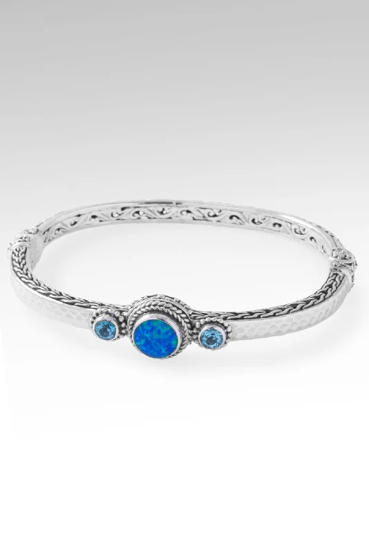 Women’s cuff bracelet-Sacred Path Bangle™ in Bali Blue Simulated Opal