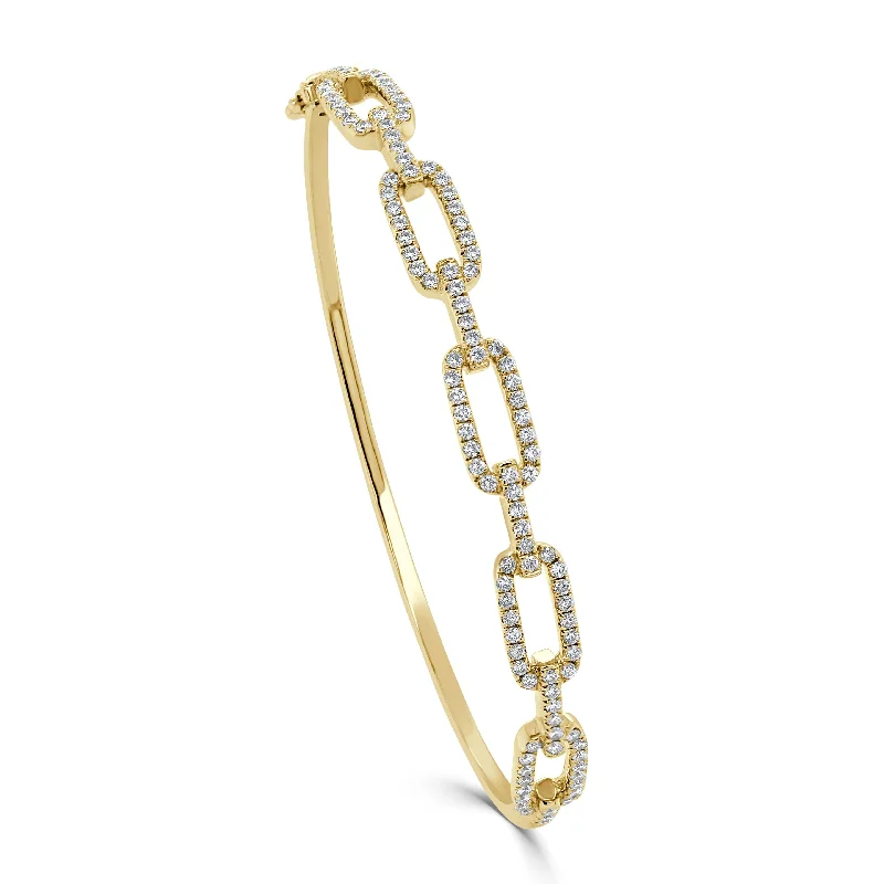 Women’s unique bracelet-14k Gold & Diamond Link Bangle