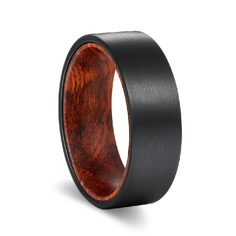 Women’s eternity band ring-REPTAR | Snake Wood, Black Flat Brushed Tungsten