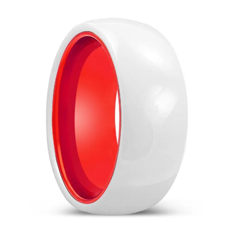 Women’s vintage diamond ring-GLINT | Red Ring, White Ceramic Ring, Domed