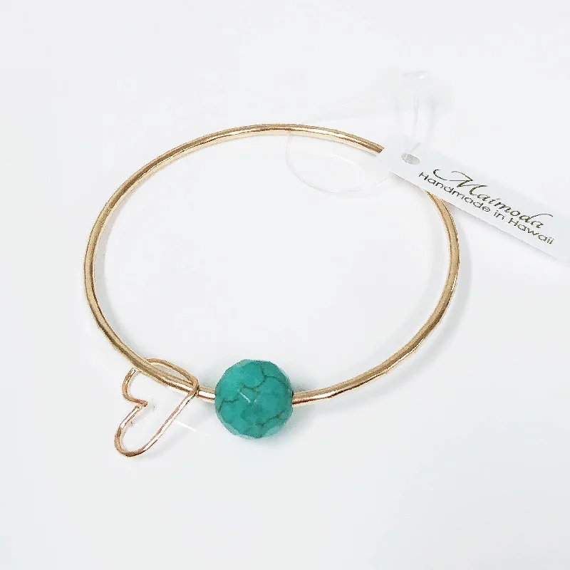 Women’s beaded bracelet-Turquoise bead bangle (B215)