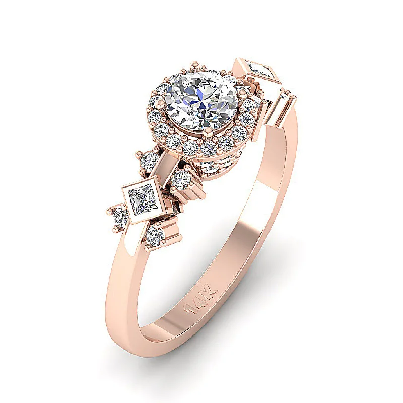 Women’s vintage diamond engagement rings-The Ben Princess & Round Diamond 14k Rose Gold Solitaire Engagement Ring