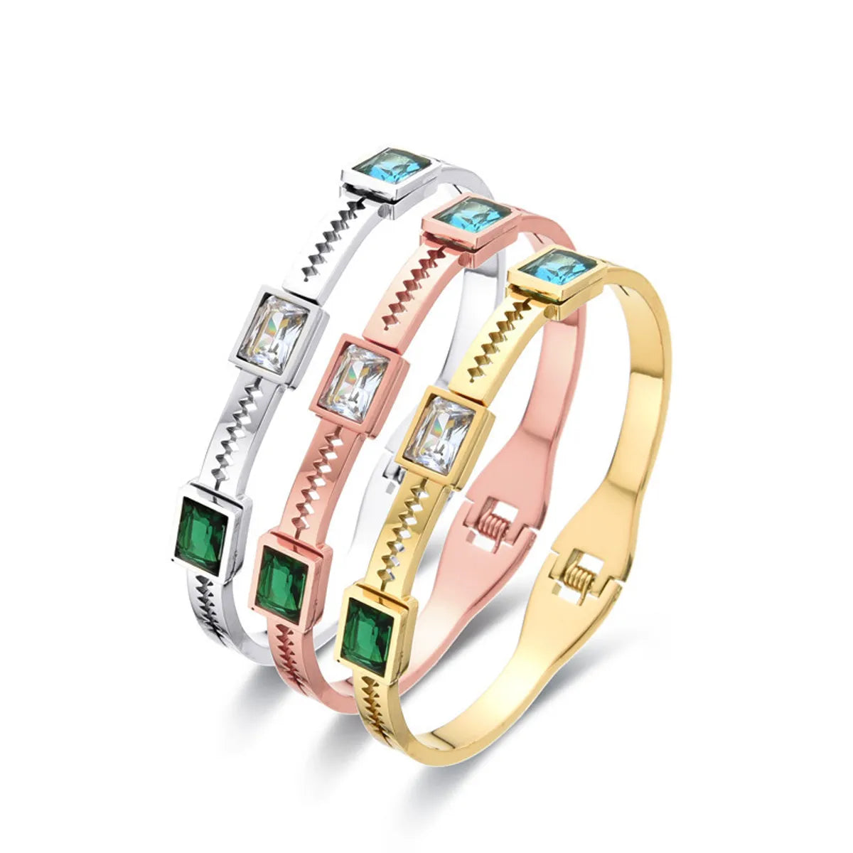 Women’s casual bracelet-Simple Style Color Block Stainless Steel Plating Bangle