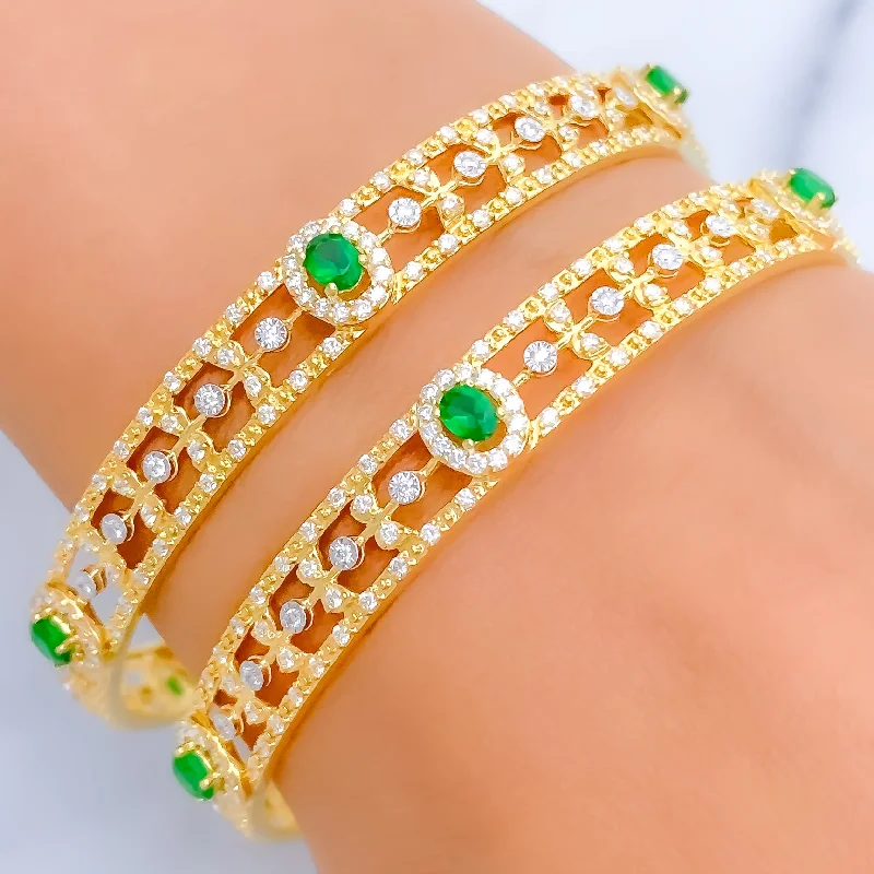 Women’s cuff bangles-Decorative Dapper Diamond + 18k Gold Bangle