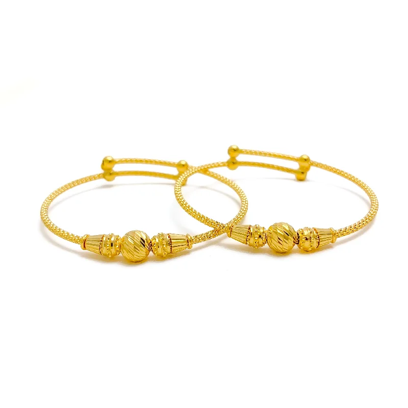 Women’s crystal bracelet-Elegant Upscale 22k Gold Adjustable Baby Bangle Pair