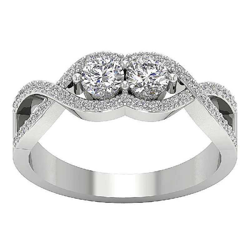 Women’s custom engagement rings-The Elena Genuine Diamond Forever Us 2 Stone Engagement Ring