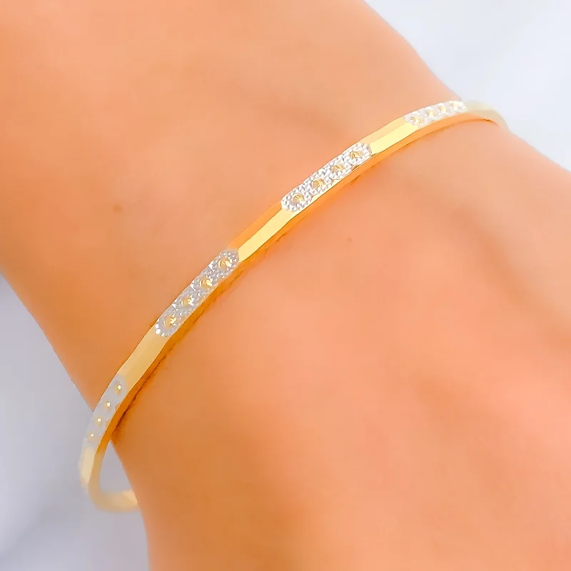 Women’s chunky bracelet-Two-Tone Chic 22k Gold Bangle