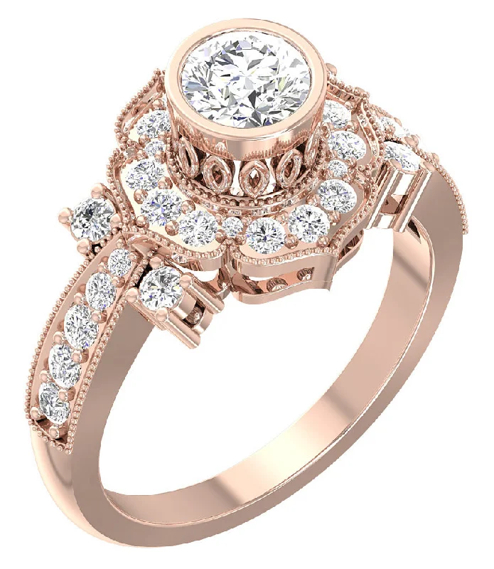 Women’s vintage-inspired engagement rings-The Zadien Natural Diamond 14k Solid Gold Designer Solitaire Engagement Ring