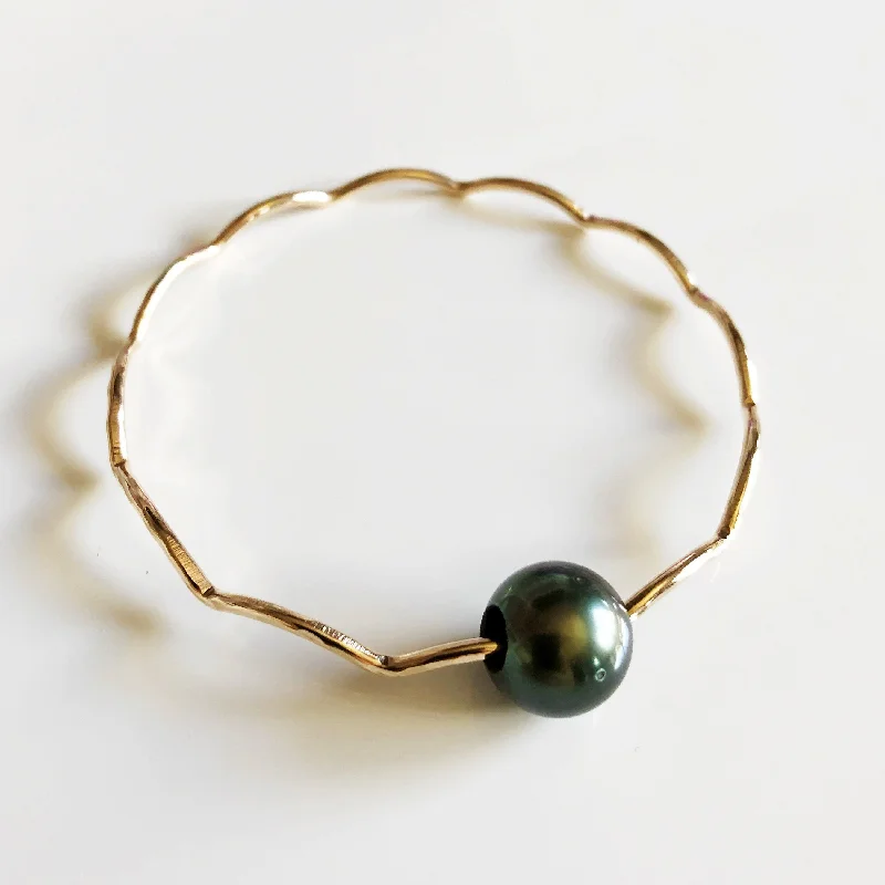 Women’s chunky bangles-Bangle TOMI - tahitian pearl (B394)