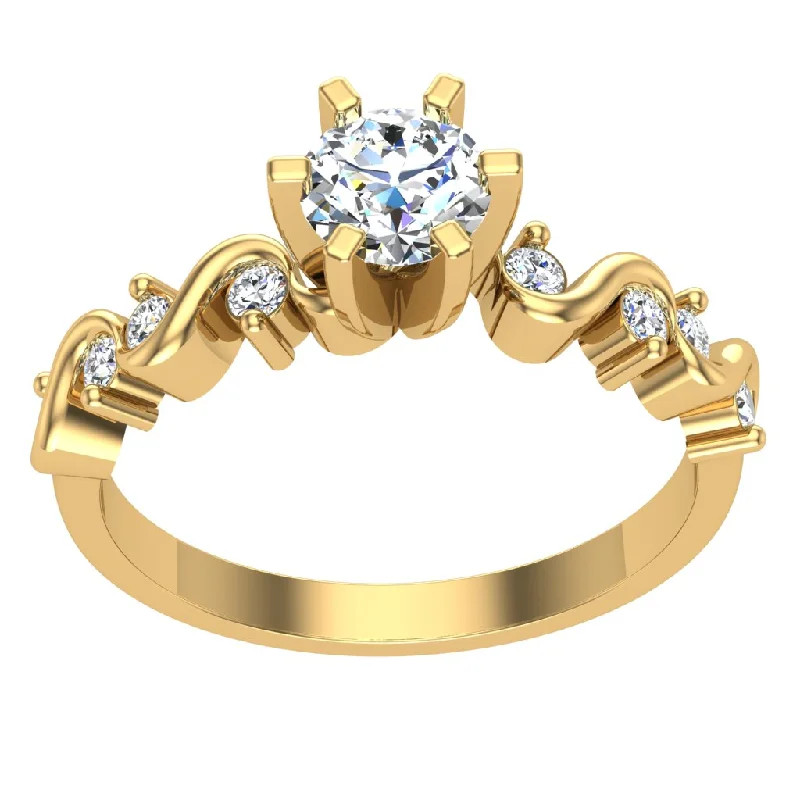 Women’s anniversary engagement rings-The Kendrick Unique 14k Yellow Gold Solitaire Engagement Ring Prong Set