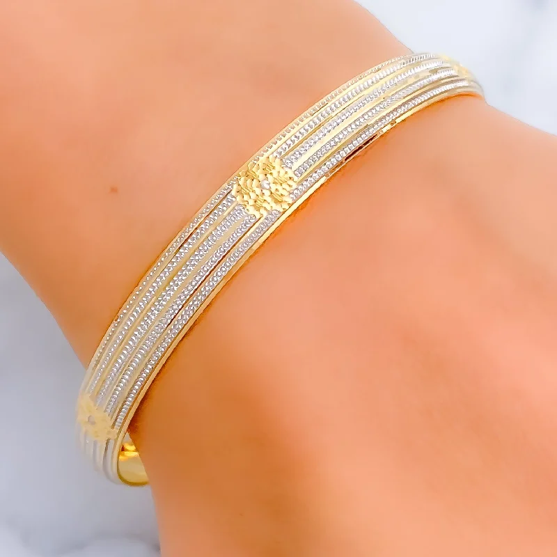 Women’s friendship bracelet-Stylish Subtle 22k Gold Flower Bangle