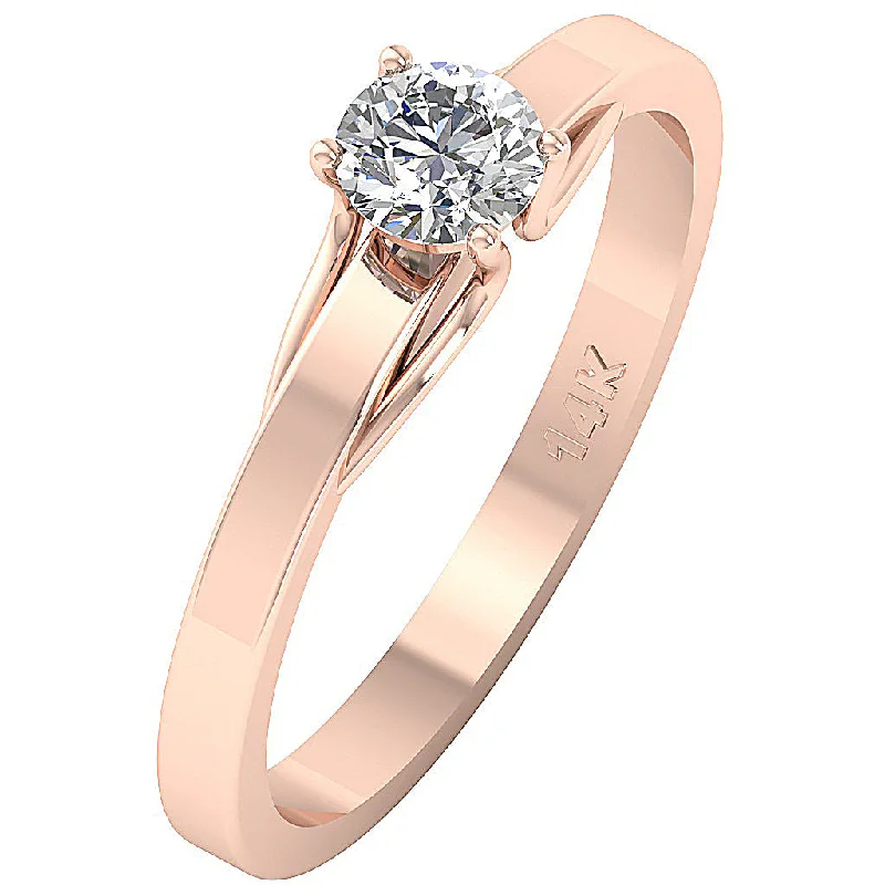 Women’s vintage style diamond engagement rings-The Ahmed 14k Rose Gold Round Diamond Solitaire Engagement Ring Prong Set