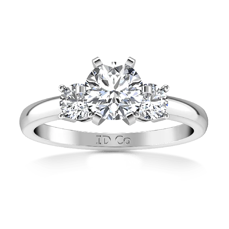 Women’s antique diamond engagement rings-Round Diamond Three Stone Engagement Ring Talia 14K White Gold