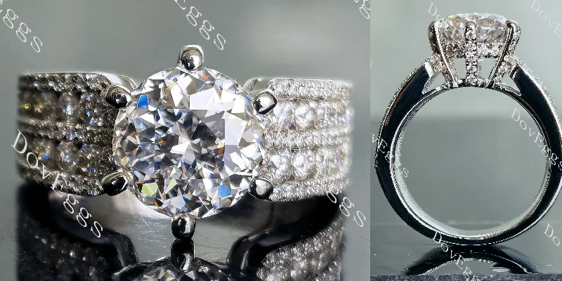 Women’s halo-set engagement rings-DovEggs half eternity pave round moissanite engagement ring (engagement ring only)