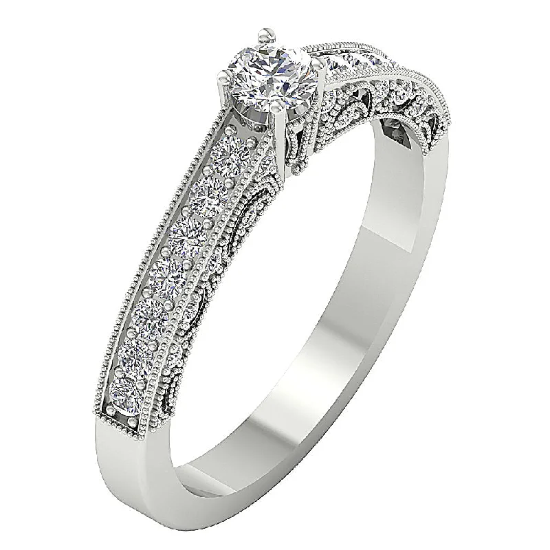 Women’s halo diamond engagement rings-The Azrael Designer Solitaire Engagement White Gold Natural Diamond Ring