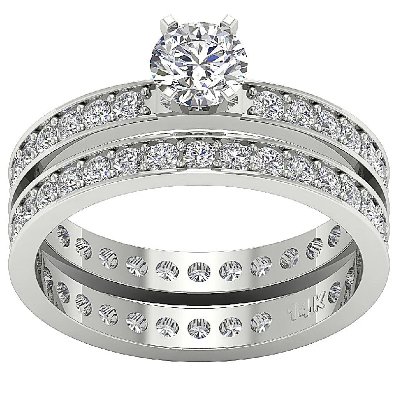 Women’s delicate engagement rings-The Hayden Solid Gold Eternity Bridal Engagement Ring Set