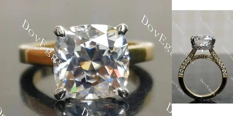 Women’s blue sapphire engagement rings-Doveggs Oh My! cushion solitaire moissanite engagement ring