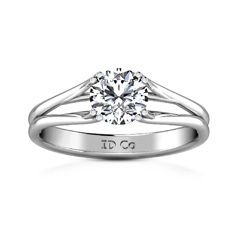 Women’s vintage style diamond engagement rings-Round Diamond Solitaire Engagement Ring Adagio 14K White Gold