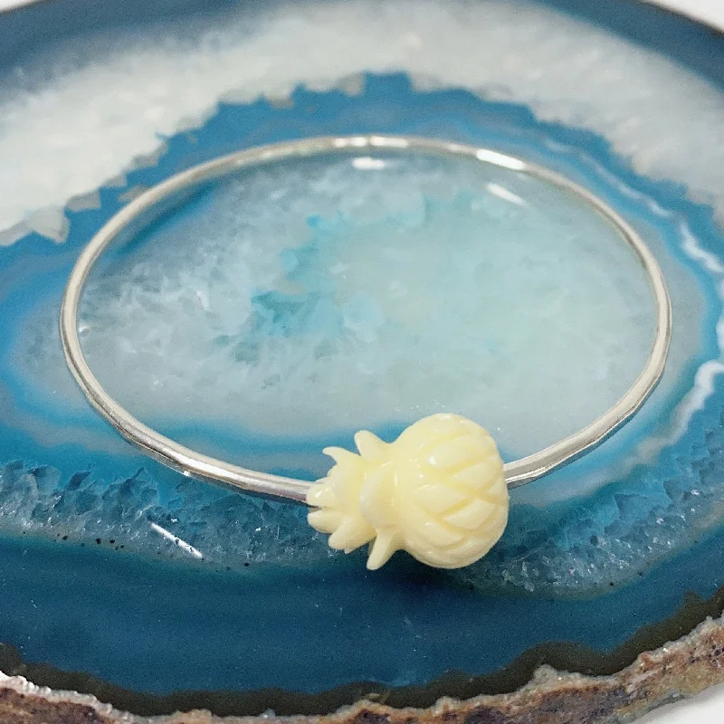 Women’s sterling silver bangle-Pineapple bead bangle - resin pineapple (B427)