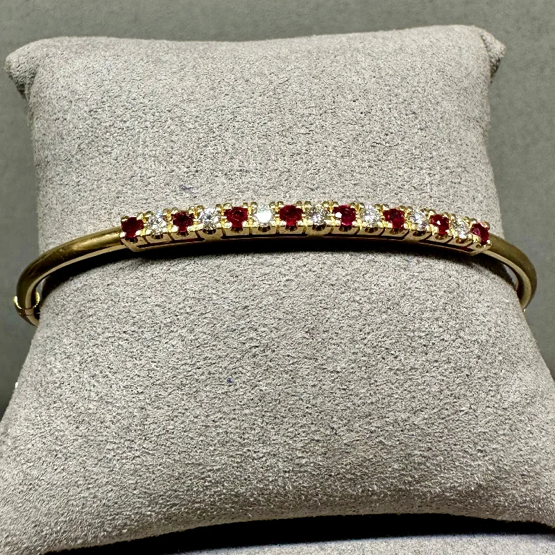 Women’s friendship bracelet-14kt YG Ruby and Diamond Pave Bangle