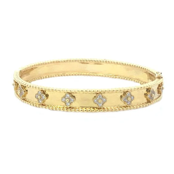 Women’s bangles set-14K Yellow Gold Diamond Clover Bangle