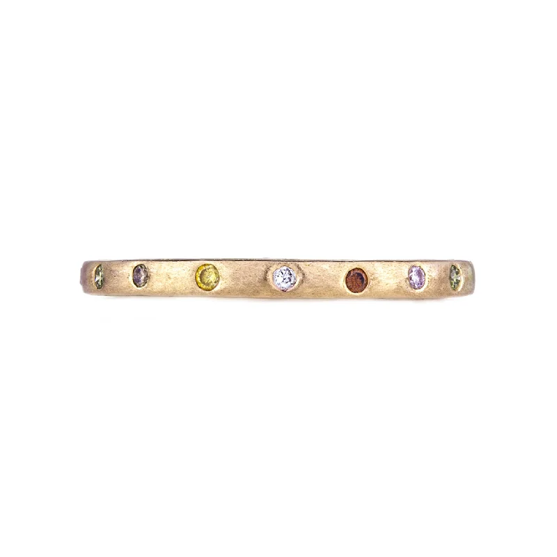 Women’s engagement rings-Dunes Narrow Multi-Color Diamond Band