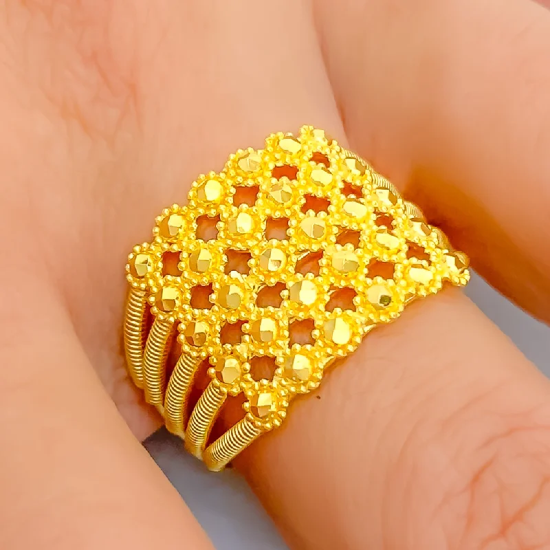 Women’s unique diamond ring-Vibrant Studded 22K Gold Ring