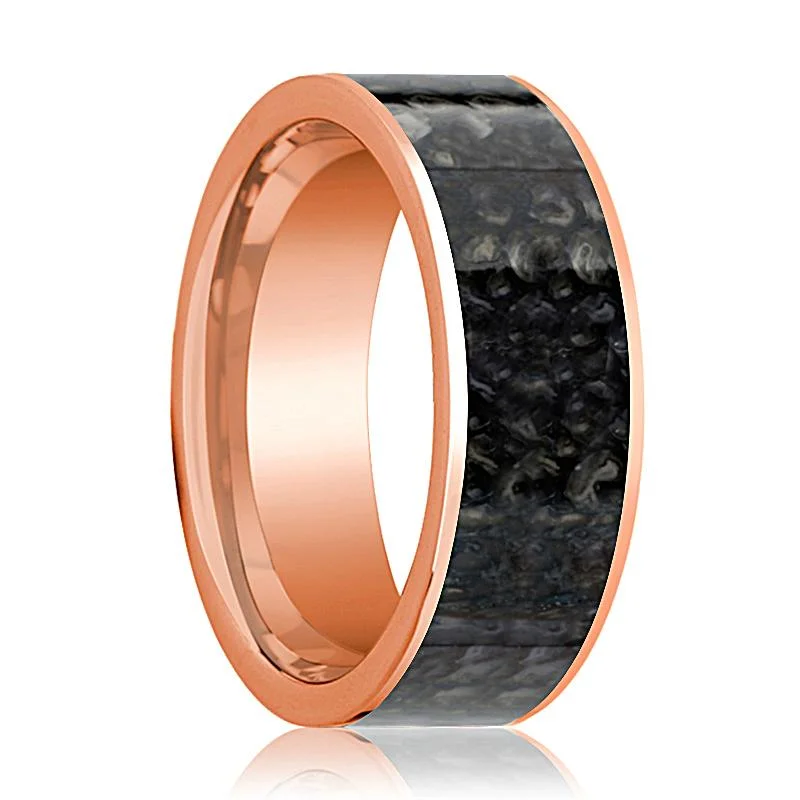 Women’s designer engagement rings-BARYONYX | 14k Rose Gold & Blue Dino Bone Ring