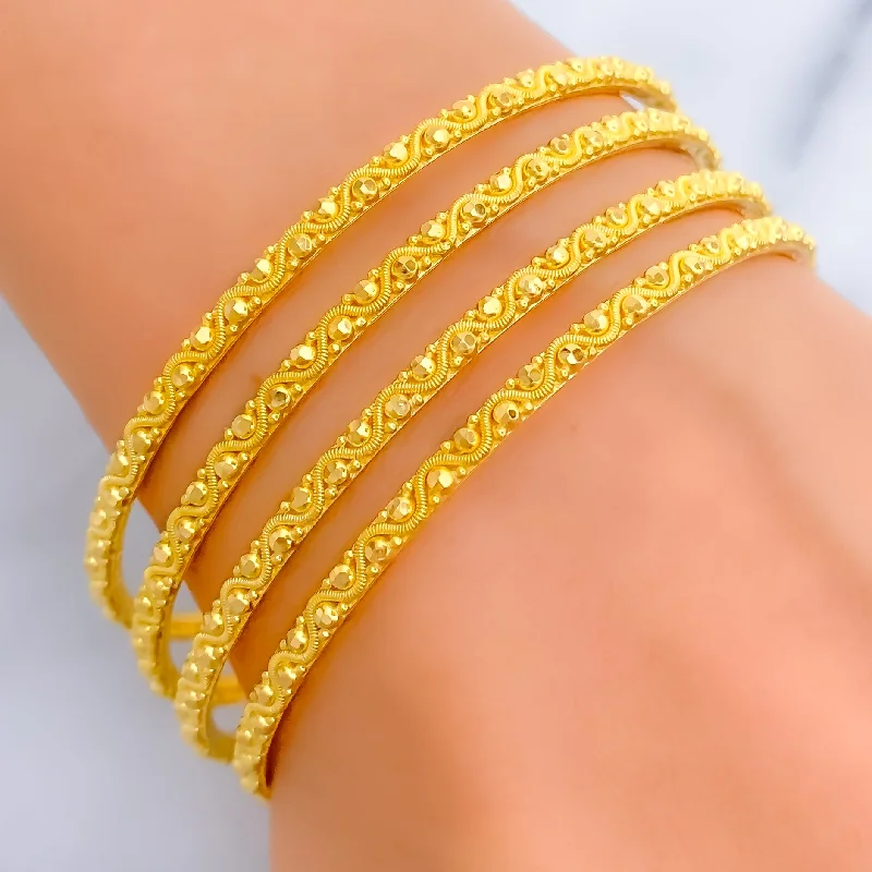 Women’s cuff bracelet-Impressive Sleek 22k Gold Bangles