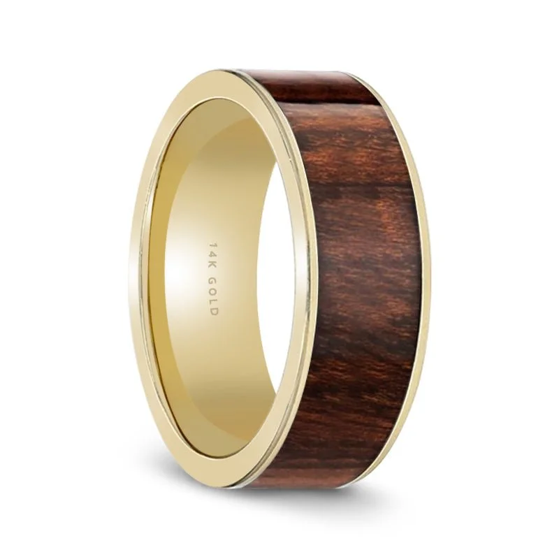 Women’s eternity diamond ring-SOPHUS | 14k Gold Flat, Carpathian Wood Inlay