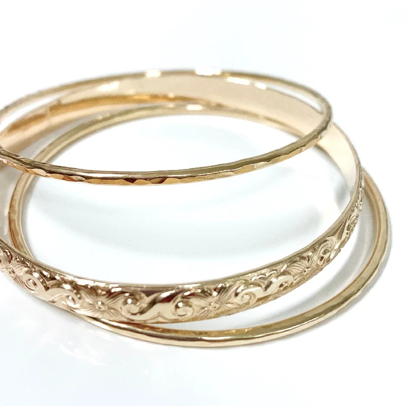 Women’s gold bangles-MOANI bangles set - 6mm heirloom bangle (B440)