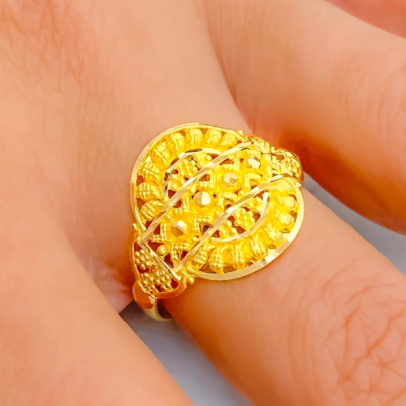 Women’s statement ring-Lovely Detailed 22K Gold Ring