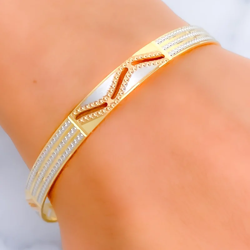 Women’s leather wrap bracelet-Chic High Finish 22k Gold Bangle