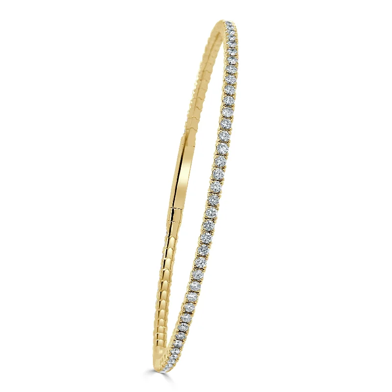 Women’s sterling silver bangles-14k Gold & Diamond Flexible Bangle