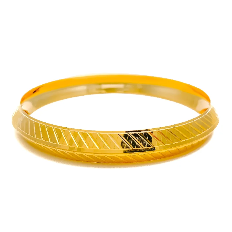 Women’s hammered bangle-Exquisite Engraved Men's 22k Gold Bangle