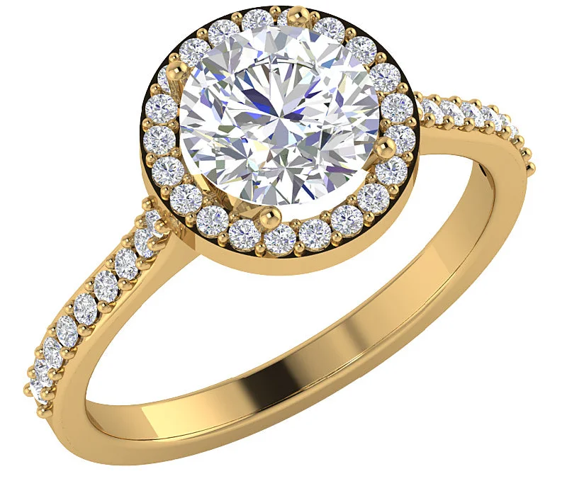 Women’s square engagement rings-The Kian Round Diamond 14k Solid Yellow Gold Halo Solitaire Engagement Ring