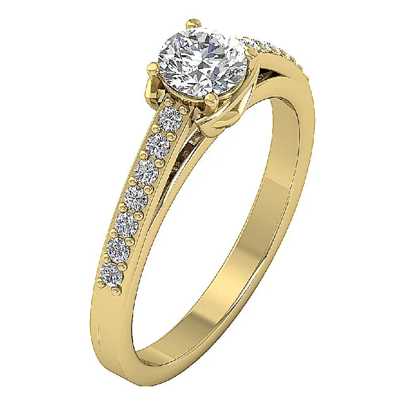 Women’s black diamond engagement rings-The Ayaan Unique 14k Solid Gold Genuine Diamond Solitaire Engagement Ring