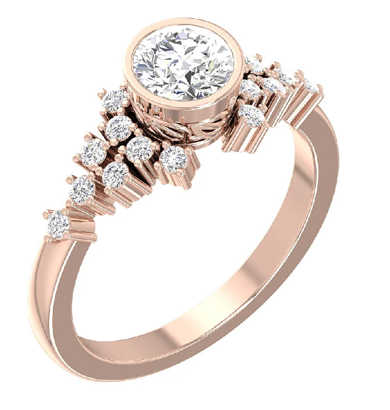 Women’s halo-set engagement rings-The August Bezel Set Solitaire Diamond 14k Gold Engagement Ring