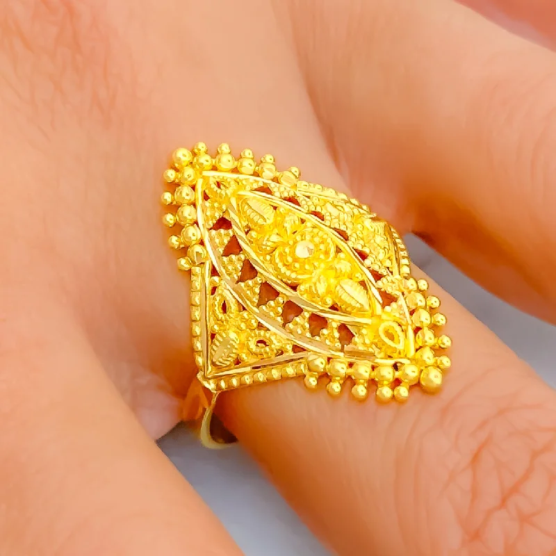 Women’s vintage diamond ring-Iconic Elevated 22K Gold Ring