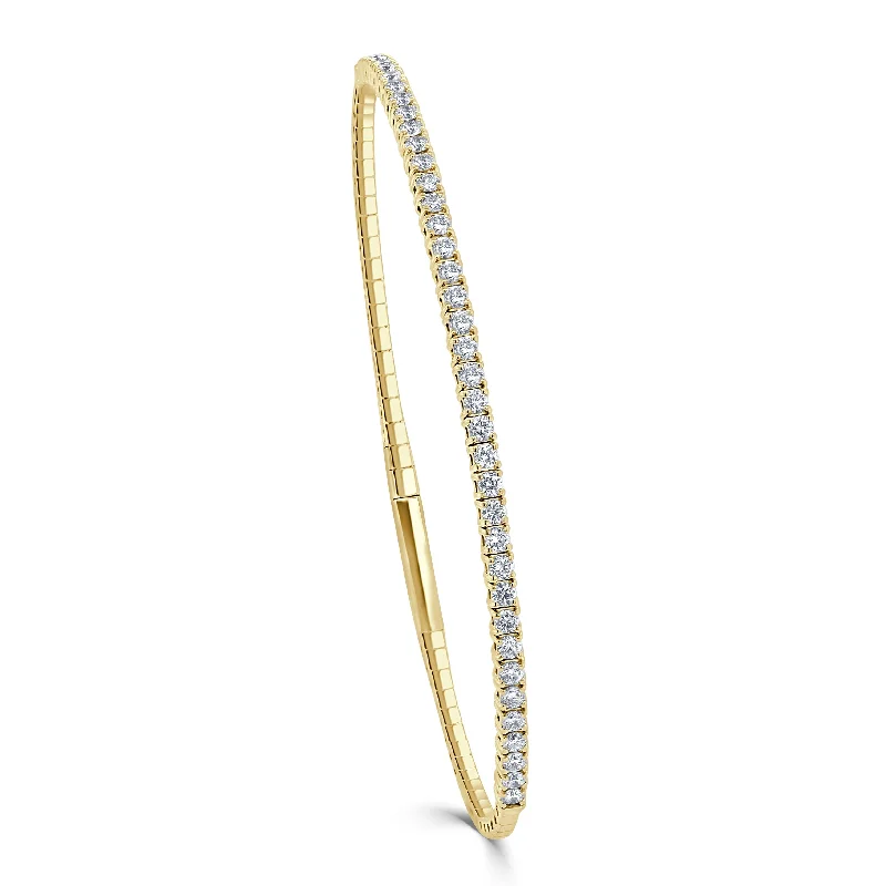 Women’s casual bracelet-14k Gold & Diamond Flexible Bangle