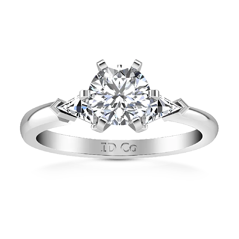 Women’s cushion-cut engagement rings-Round Diamond Three Stone Engagement Ring Miranda Trilliant 14K White Gold