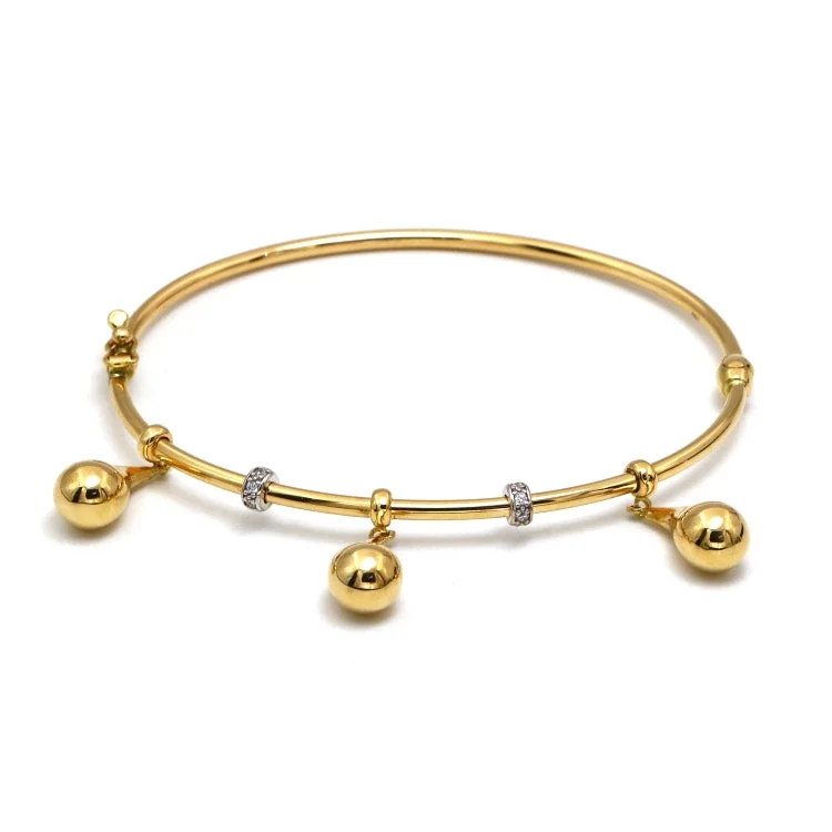 Women’s adjustable charm bracelet-Real Gold 2 Color Dangler 3 Teardrop Bangle (Size 17) 0854 BA1615