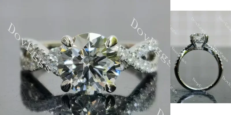 Women’s antique style engagement rings-Doveggs round pave cross band moissanite engagement ring