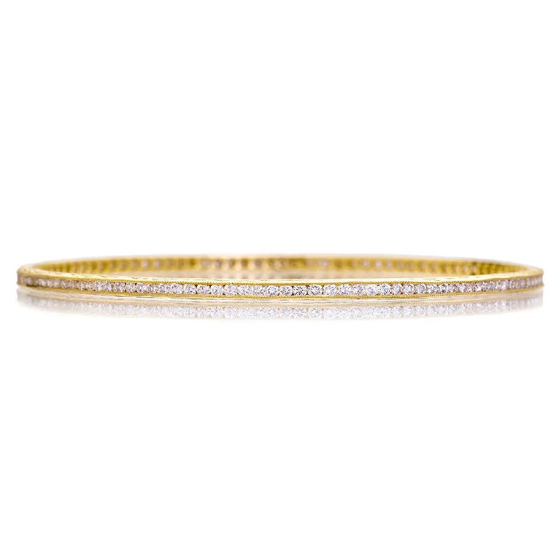 Women’s boho bangles-Channel White Diamond Bangle