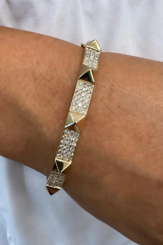 Women’s crystal beaded bracelet-Gold and Diamond Spiked Bangle