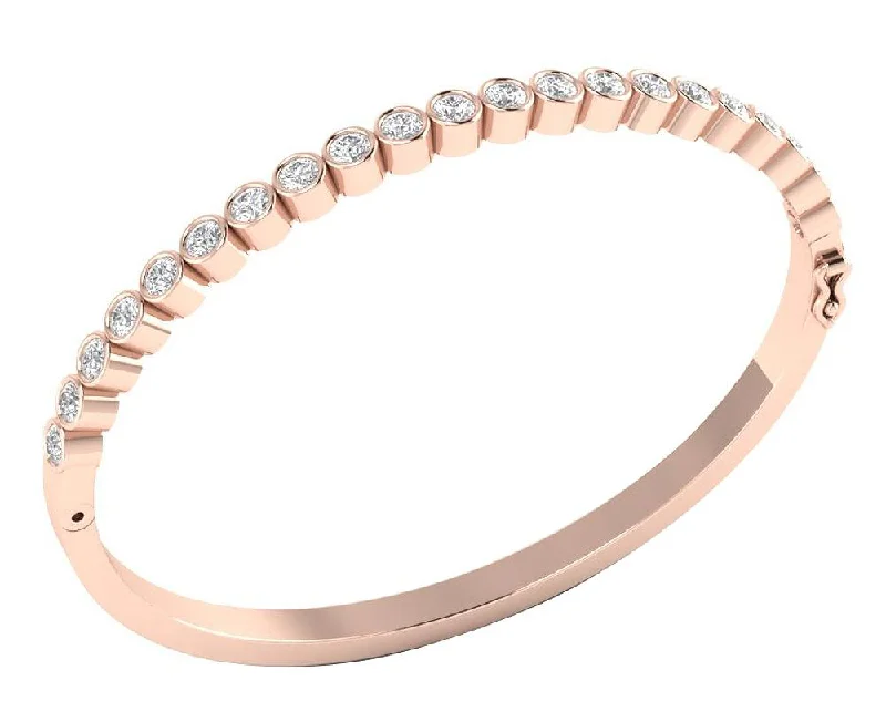 Women’s personalized bracelet-The Maya Diamond Bangle 14k/18k White Yellow Rose Gold Bezel Set