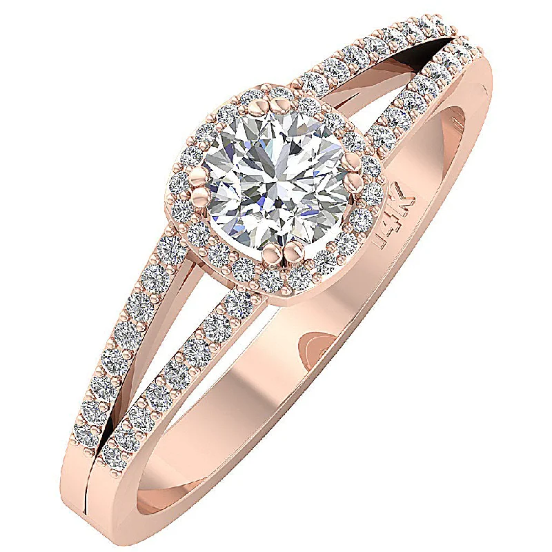 Women’s trendy engagement rings-The Dustin Split Shank Solitaire Engagement Ring 14K Rose Gold Band For Her